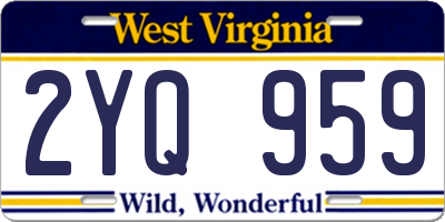 WV license plate 2YQ959