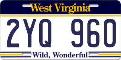 WV license plate 2YQ960