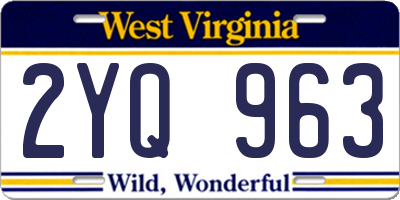 WV license plate 2YQ963