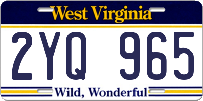 WV license plate 2YQ965