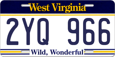 WV license plate 2YQ966