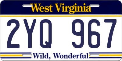 WV license plate 2YQ967