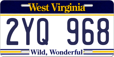 WV license plate 2YQ968