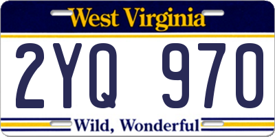 WV license plate 2YQ970