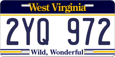WV license plate 2YQ972