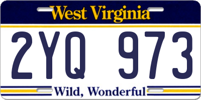 WV license plate 2YQ973