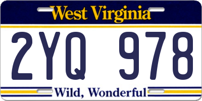 WV license plate 2YQ978