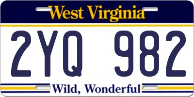 WV license plate 2YQ982