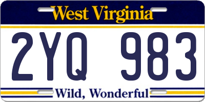 WV license plate 2YQ983