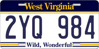WV license plate 2YQ984