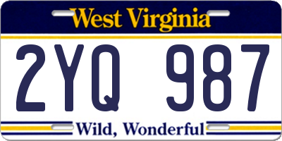 WV license plate 2YQ987