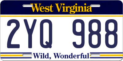 WV license plate 2YQ988
