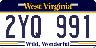 WV license plate 2YQ991