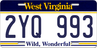 WV license plate 2YQ993