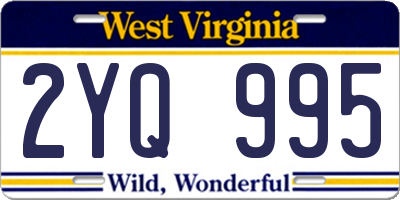 WV license plate 2YQ995