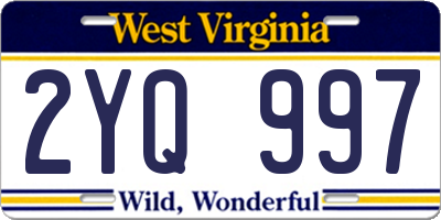 WV license plate 2YQ997