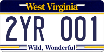 WV license plate 2YR001