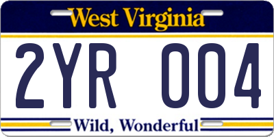 WV license plate 2YR004