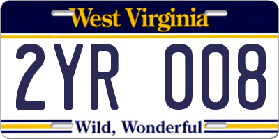 WV license plate 2YR008