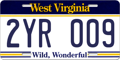 WV license plate 2YR009
