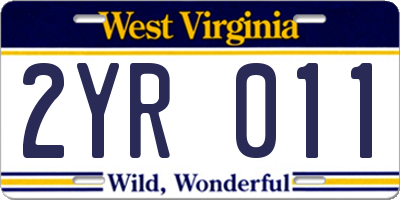 WV license plate 2YR011