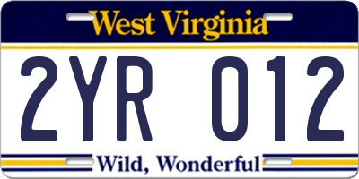 WV license plate 2YR012