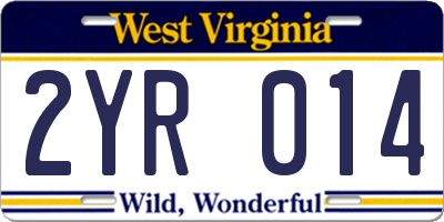 WV license plate 2YR014