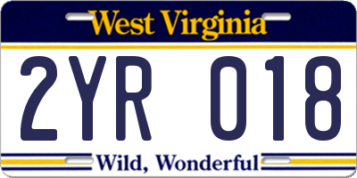 WV license plate 2YR018