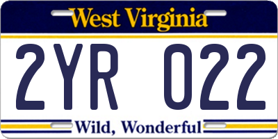 WV license plate 2YR022