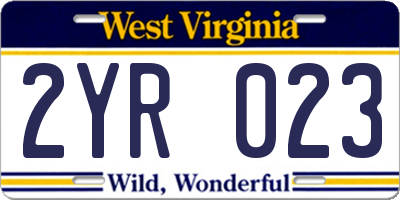 WV license plate 2YR023