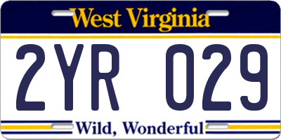 WV license plate 2YR029