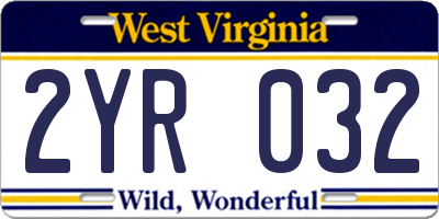 WV license plate 2YR032