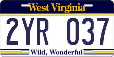 WV license plate 2YR037