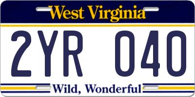 WV license plate 2YR040
