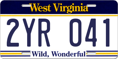 WV license plate 2YR041