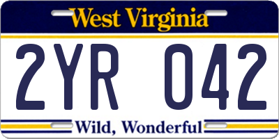 WV license plate 2YR042