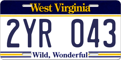 WV license plate 2YR043