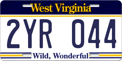 WV license plate 2YR044