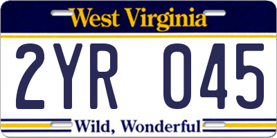 WV license plate 2YR045