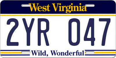 WV license plate 2YR047