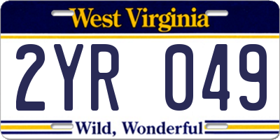 WV license plate 2YR049