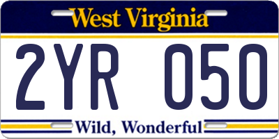 WV license plate 2YR050