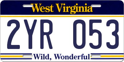 WV license plate 2YR053