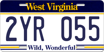WV license plate 2YR055