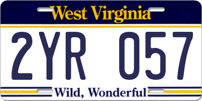WV license plate 2YR057