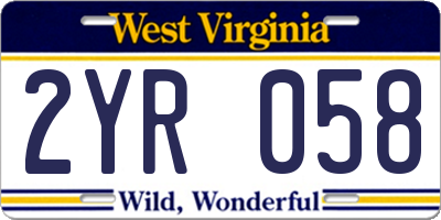 WV license plate 2YR058