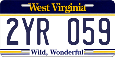 WV license plate 2YR059