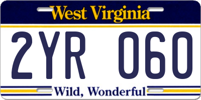 WV license plate 2YR060