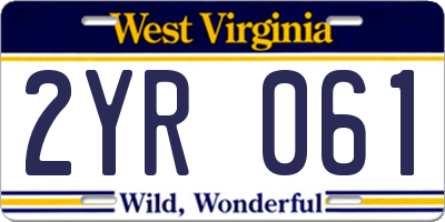 WV license plate 2YR061