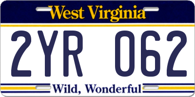 WV license plate 2YR062